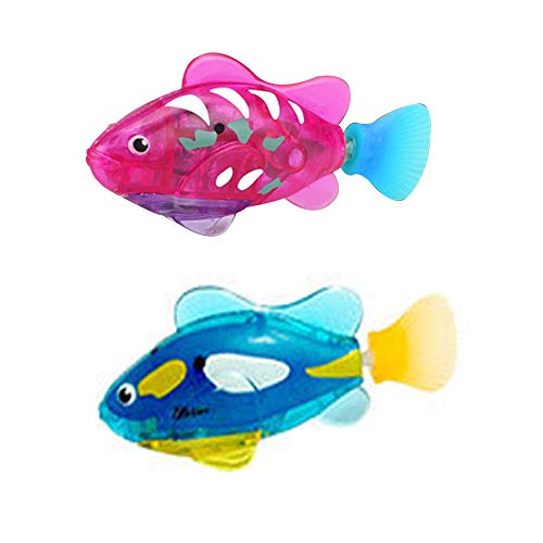 Amasawa 2 Piezas Pez de Juguete Electronico, Pez Payaso Electronico, Baño de Peces de Juguete, Pez Robot,Pez Mini Robot, Niños