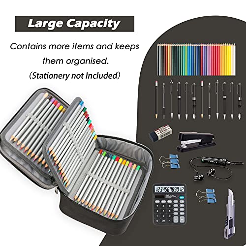 AMGOMH Estuches, 72 ranuras portalápices Caja de lápiz de Estudiantes Organizador Estuche Escolar de caso lapices de colores lápiz bolsa de arte dibujo Estuches Escolares Pencil Case (Negro)