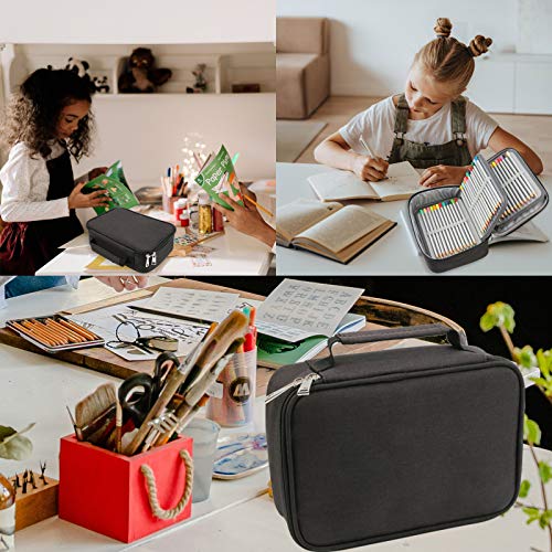 AMGOMH Estuches, 72 ranuras portalápices Caja de lápiz de Estudiantes Organizador Estuche Escolar de caso lapices de colores lápiz bolsa de arte dibujo Estuches Escolares Pencil Case (Negro)