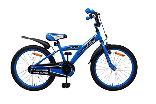 Amigo BMX Turbo - Bicicleta Infantil de 20 Pulgadas - para niños de 5 a 9 años - con V-Brake, Freno de Retroceso, Timbre y estándar - Azul