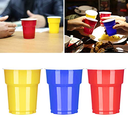 Amosfun 60 Piezas 250 ml Desechables Vasos de plástico Tazas de plástico Tazas para Beber Copas de Vino Copas para Fiestas (Tres Colores)