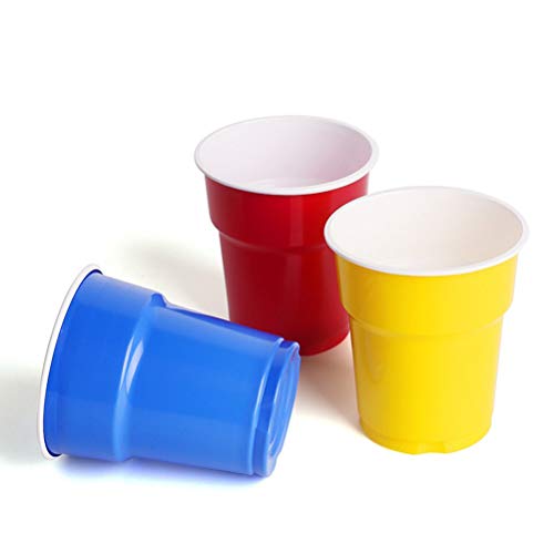 Amosfun 60 Piezas 250 ml Desechables Vasos de plástico Tazas de plástico Tazas para Beber Copas de Vino Copas para Fiestas (Tres Colores)