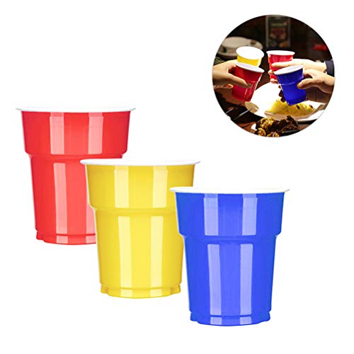 Amosfun 60 Piezas 250 ml Desechables Vasos de plástico Tazas de plástico Tazas para Beber Copas de Vino Copas para Fiestas (Tres Colores)