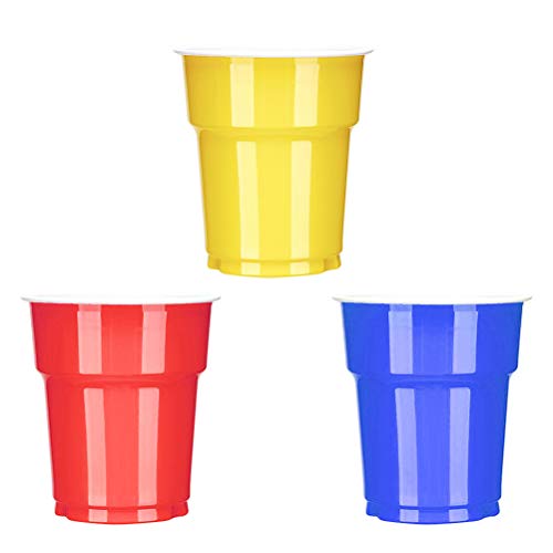 Amosfun 60 Piezas 250 ml Desechables Vasos de plástico Tazas de plástico Tazas para Beber Copas de Vino Copas para Fiestas (Tres Colores)