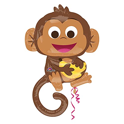 Amscan 3457301 Happy Monkey - Globo (63 x 91 cm), color marrón