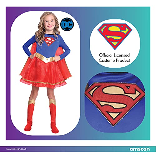 amscan 9906074 Disfraz oficial de Warner Bros DC Comics con licencia Supergirl (4-6 años)