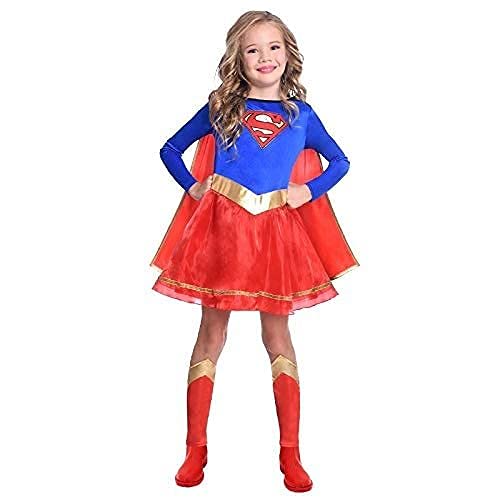 amscan 9906074 Disfraz oficial de Warner Bros DC Comics con licencia Supergirl (4-6 años)