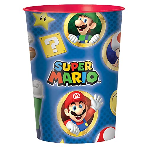 Amscan International, 421554, Vaso de regalo para fiesta infantil con temática de Mario Bros, 473 ml.