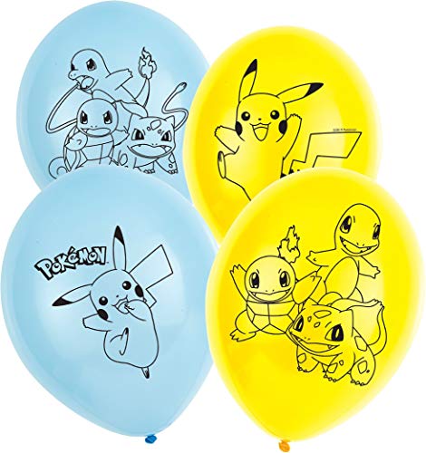 Amscan International 9904826 Pokemon Amscan - Globo de látex (27,9 cm, 4 caras, 6 unidades) , color/modelo surtido