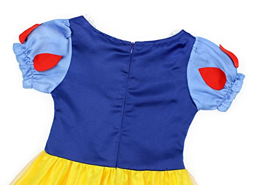 AmzBarley Disfraz Vestido Princesa Blancanieves Niña Tutu Ceremonia,Traje Niña,Disfraz Infantil Fiesta Carnaval Cosplay Halloween con Accesorios, 3-4 Años