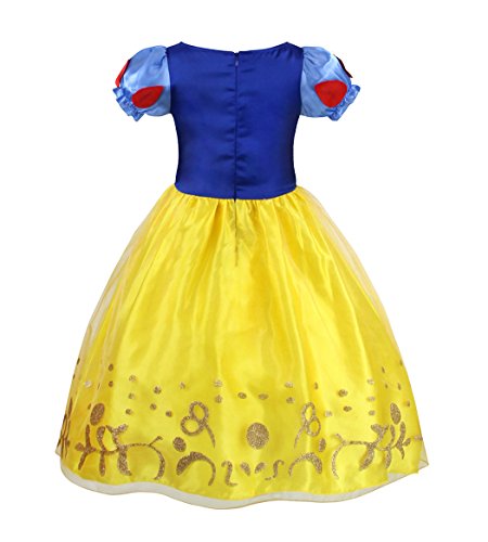 AmzBarley Disfraz Vestido Princesa Blancanieves Niña Tutu Ceremonia,Traje Niña,Disfraz Infantil Fiesta Carnaval Cosplay Halloween con Accesorios, 3-4 Años