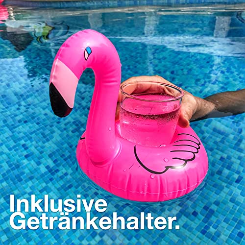 Anillo Flamingo aprox.110 cm Piscina inflable Flamingo y anillo de natación acuático con portavasos para adultos y niños