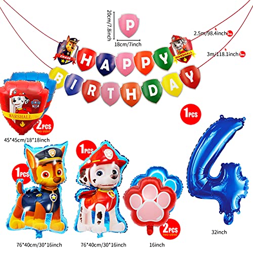 Animal Dog Balloons, Globos de fiesta para perros, Globos De Dibujos Animados, Número 4 Azul, Juego de Decoración de Cumpleaños, Suministros para Fiestas Infantiles, 8 Piezas