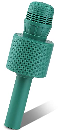 Ankuka Micrófono para niños, máquina de karaoke de mano con altavoz, micrófono inalámbrico Bluetooth karaoke, función dúo para doble diversión, voz mágica, juguete de música (Verde)