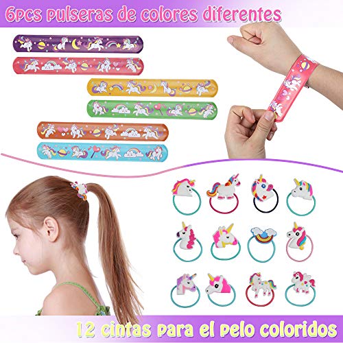 Anpro 90 PCS Kit de Unicornio para Niños,Regalos Piñatas de Cumpleaños,Juguetes de Fiesta,Regalo Original para Niñas