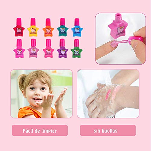 Anpro Kit de Manicura,Esmalte de Uñas Desgarrado para Niñas, Juguetes para Chicas, Regalo de Princesa para Niñas en Fiesta,Cumpleaños,Navidad