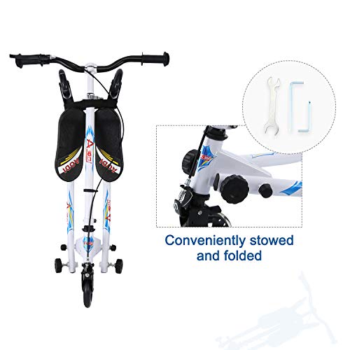 AOODIL Drifting Scooter para niños, 3 Ruedas Plegable Swing Scooters Tri Slider Plegable Push Wiggle con Mango Ajustable y 2 Ruedas LED traseras para niños y niñas de 3 a 10 años