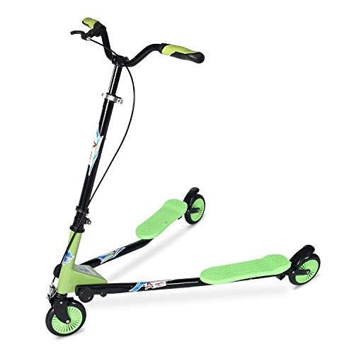 AOODIL Scooter abatible Plegable de 3 Ruedas para niños Tri Slider Kick Speeder Scooters Push Drifting con manija Ajustable para niños/niñas/niños