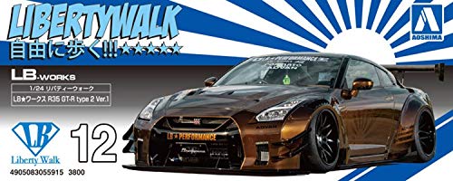 Aoshima Bunka Kyozai 1/24 Liberty Walk Series No.12 LB · Works R35 GT-R Type 2 Ver.1 Plastic