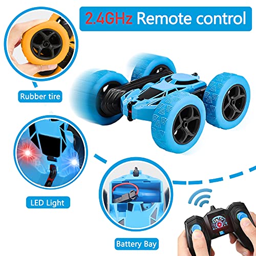 aovowog Coche Teledirigido para Niños 3 4 5 6 7 8 9 10 Años,4WD Stunt Coche Radiocontrol Camión Juguetes,2.4 GHz RC Coche Acrobacia Rotación Volteo de 360°,Regalo para Bebé Niños Niñas