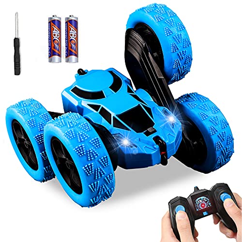 aovowog Coche Teledirigido para Niños 3 4 5 6 7 8 9 10 Años,4WD Stunt Coche Radiocontrol Camión Juguetes,2.4 GHz RC Coche Acrobacia Rotación Volteo de 360°,Regalo para Bebé Niños Niñas