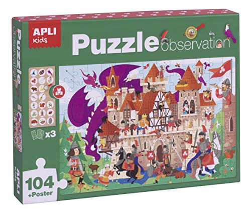 APLI Kids- Castillo Puzle Observation, 104 Piezas, Multicolor (17916)