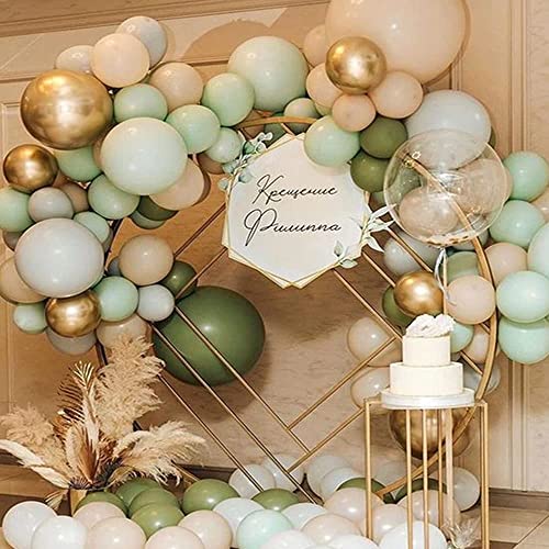 Arco Guirnalda Globos Verdes, 117 Piezas Fiesta de Globo Verde Aguacate Blanco Dorado, Ideal para Baby Shower, Cumpleaños, Bodas, Fiestas Tropicales o Decoración Fiesta con Tema Safari Jungla