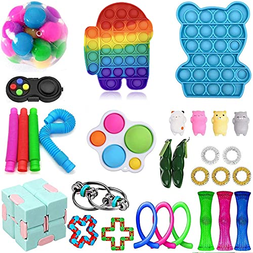 ariel-gxr Paquetes de Juguetes Fidget, Alivio del estrés Juguetes sensoriales Fidget Baratos Set Push Bubbles Juguetes Simples para hoyuelos para niños, bebés, niños y Adultos