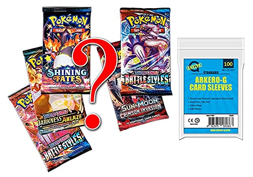 Arkero-G Pokemon Mystery - Juego de 5 sobres variados (100 fundas para cartas)