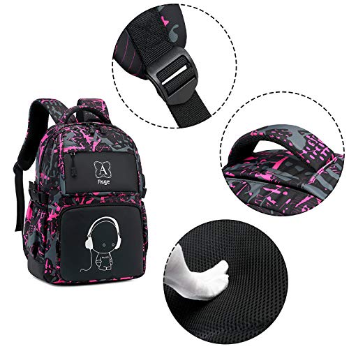 Asge Mochila Escolar para niñas Adolescentes jóvenes Mochila para el Colegio Mochila Reflectante para el Exterior Camping Mochila Grande Resistente al Agua Mochila para el Hombro