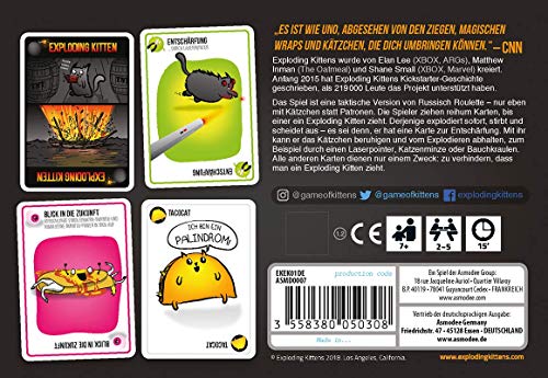 Asmodee- Exploding Kittens Juego de cartas y fiestas en alemán, Multicolor, large (ASMD0007)