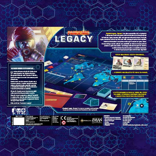 Asmodee - Pandemic Legacy: Season 1, Juego de Mesa, edición en Italiano, Color Azul, 8385