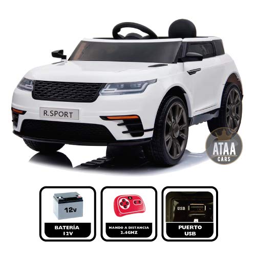 ATAA CARS R-Sport 12v - Blanco - Coche eléctrico para niós de batería 12v con Mando Control Remoto