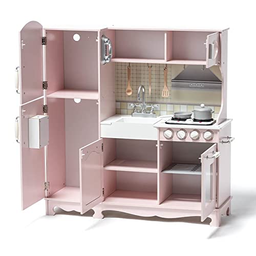 ATAA Cocina de Madera 95x32x103cm - Rosa - Cocina de Juguete Grande para niños y niñas