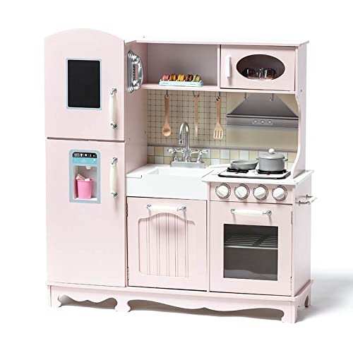 ATAA Cocina de Madera 95x32x103cm - Rosa - Cocina de Juguete Grande para niños y niñas