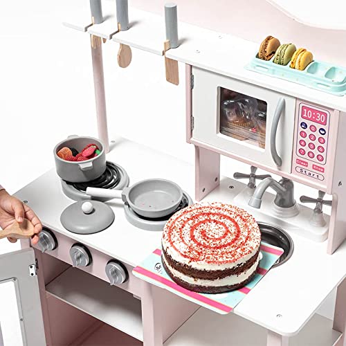 ATAA Cocina de Madera para niños con Accesorios - Rosa - Cocinita de Juguete para niños y niñas