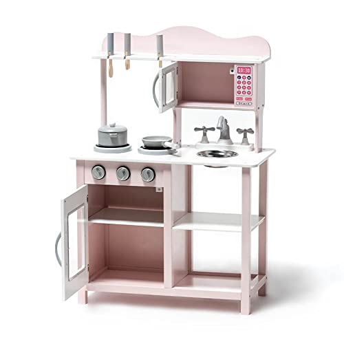 ATAA Cocina de Madera para niños con Accesorios - Rosa - Cocinita de Juguete para niños y niñas