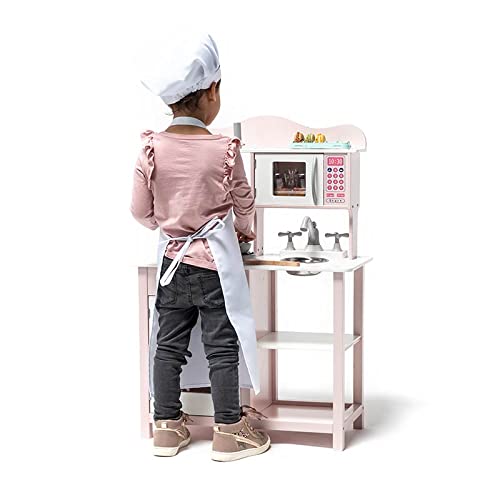 ATAA Cocina de Madera para niños con Accesorios - Rosa - Cocinita de Juguete para niños y niñas