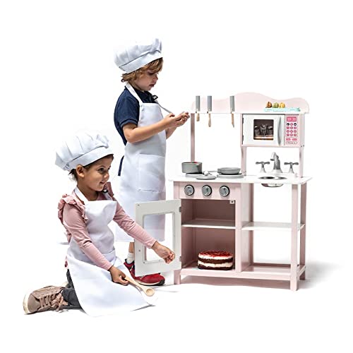 ATAA Cocina de Madera para niños con Accesorios - Rosa - Cocinita de Juguete para niños y niñas