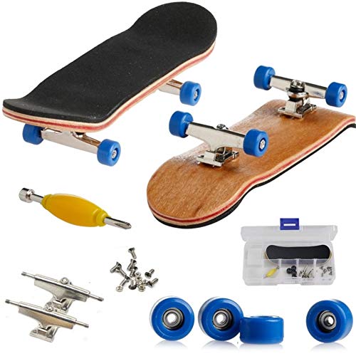 AumoToo Mini diapasón, Patineta de Dedos Profesional Maple Wood DIY Assembly Skate Boarding Toy Juegos de Deportes Kids (Azul Oscuro)