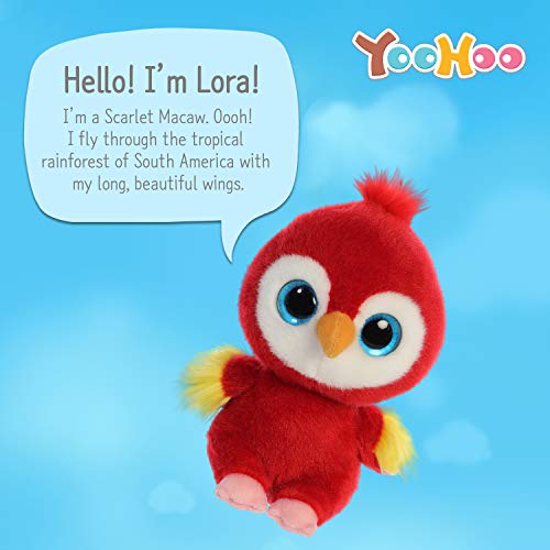 Aurora YooHoo 61117 Lora - Guacamayo de Peluche (8 Pulgadas), Color Rojo