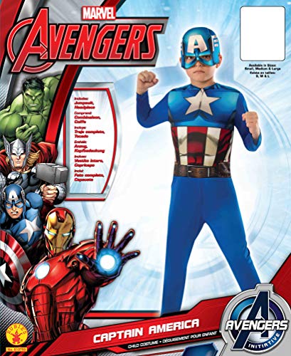 Avengers - Disfraz de Capitán América para niño, talla infantil 5-7 años (Rubie'S 610759-M)