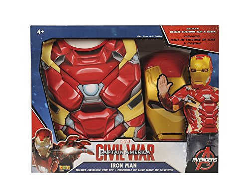 Avengers - Disfraz de Iron Man para niños, pecho musculoso y máscara en caja, infantil 5-6 años (Rubie's 31720)