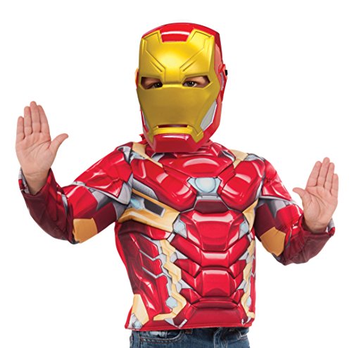 Avengers - Disfraz de Iron Man para niños, pecho musculoso y máscara en caja, infantil 5-6 años (Rubie's 31720)