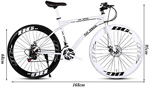 AXWT Las Bicicletas de Carretera y Bicicletas de montaña de los Hombres de Las Mujeres, Las bicis de 26 Pulgadas, sólo for Adultos, Marco de Acero de Alto Carbono, Camino de la Bicicleta de Carreras,