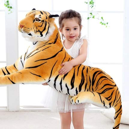 AYQX Gran Tigre Realista, Leopardo, Pantera, Juguete de Peluche, Animales de Peluche Suaves, simulación, Tigre Blanco, Jaguar, muñeca, niños, Regalo de cumpleaños para niños, 90 cm, Amarillo