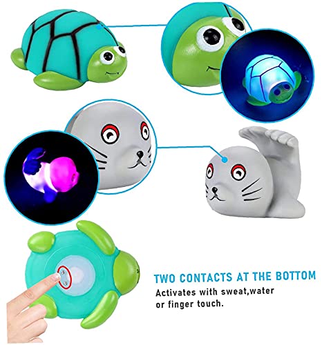 Baby Bath Toys Set Light Up Squirt Animales de juguete con neta de pesca Juguetes de bañera flotante para niños Style3, Baño de animales Juguete