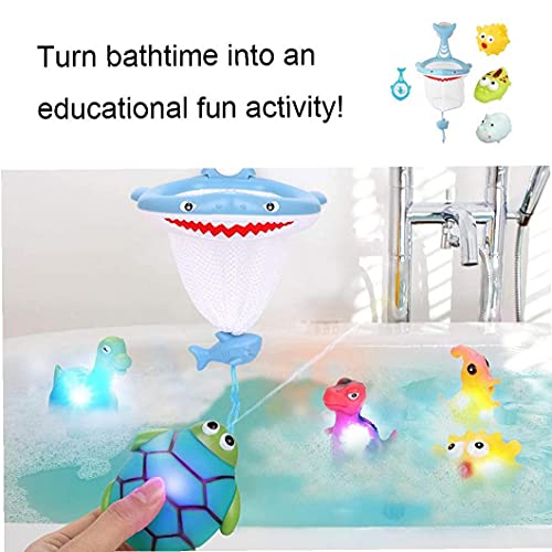 Baby Bath Toys Set Light Up Squirt Animales de juguete con neta de pesca Juguetes de bañera flotante para niños Style3, Baño de animales Juguete