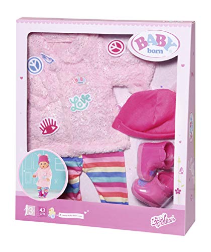 BABY born Deluxe Abrigo para Muñecas de 43 cm, Para Manos Pequeñas, Promueve la Empatía y las Habilidades Sociales, Edad 3+, Incluye Abrigo de Piel Sintética, Leggings y Más