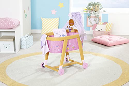 BABY born Good Night - Cuna para muñecas de 43 cm, Promueve la empatía y las habilidades sociales, Edad a partir de 3 años, Incluye ropa de cama, carrusel y dosel